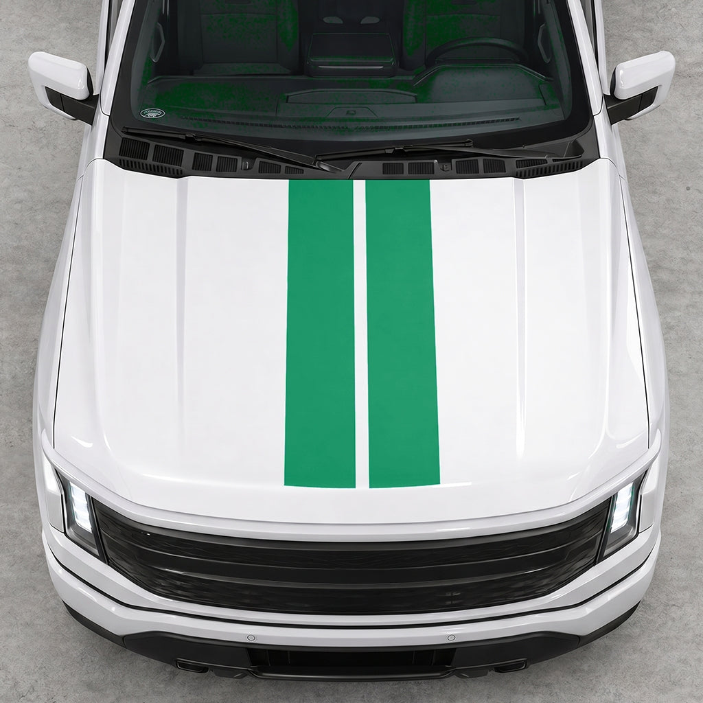 Hood Panel Decal/Sticker - Cut Double Stripes Graphic Decal Graphic Kit - For FORD F-150 2015-2020 - Premium Vinyl