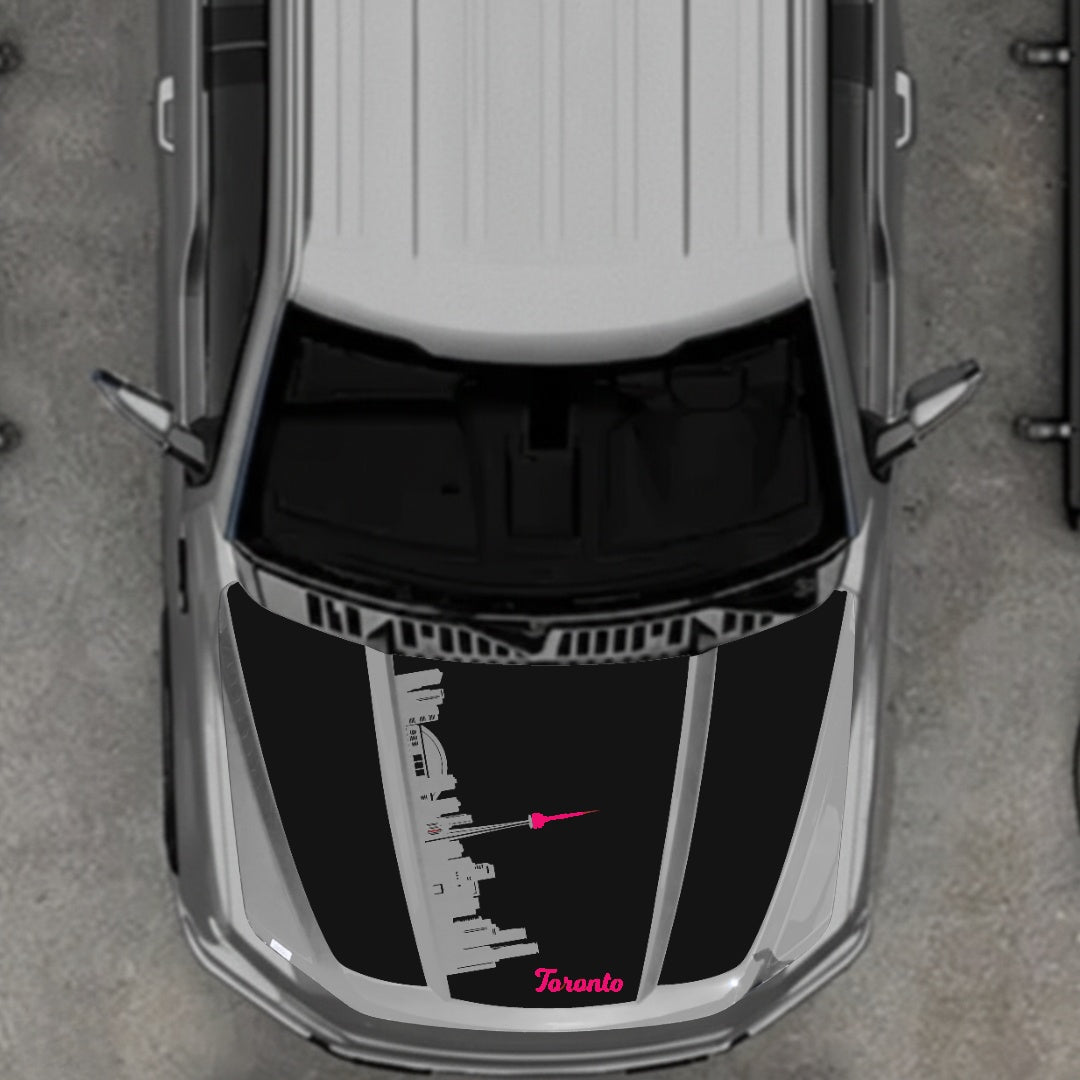 Hood Panel Decal/Sticker - Toronto Skyline - Cut Graphic Kit - For Ford F-150 2020-2026 - Premium Vinyl