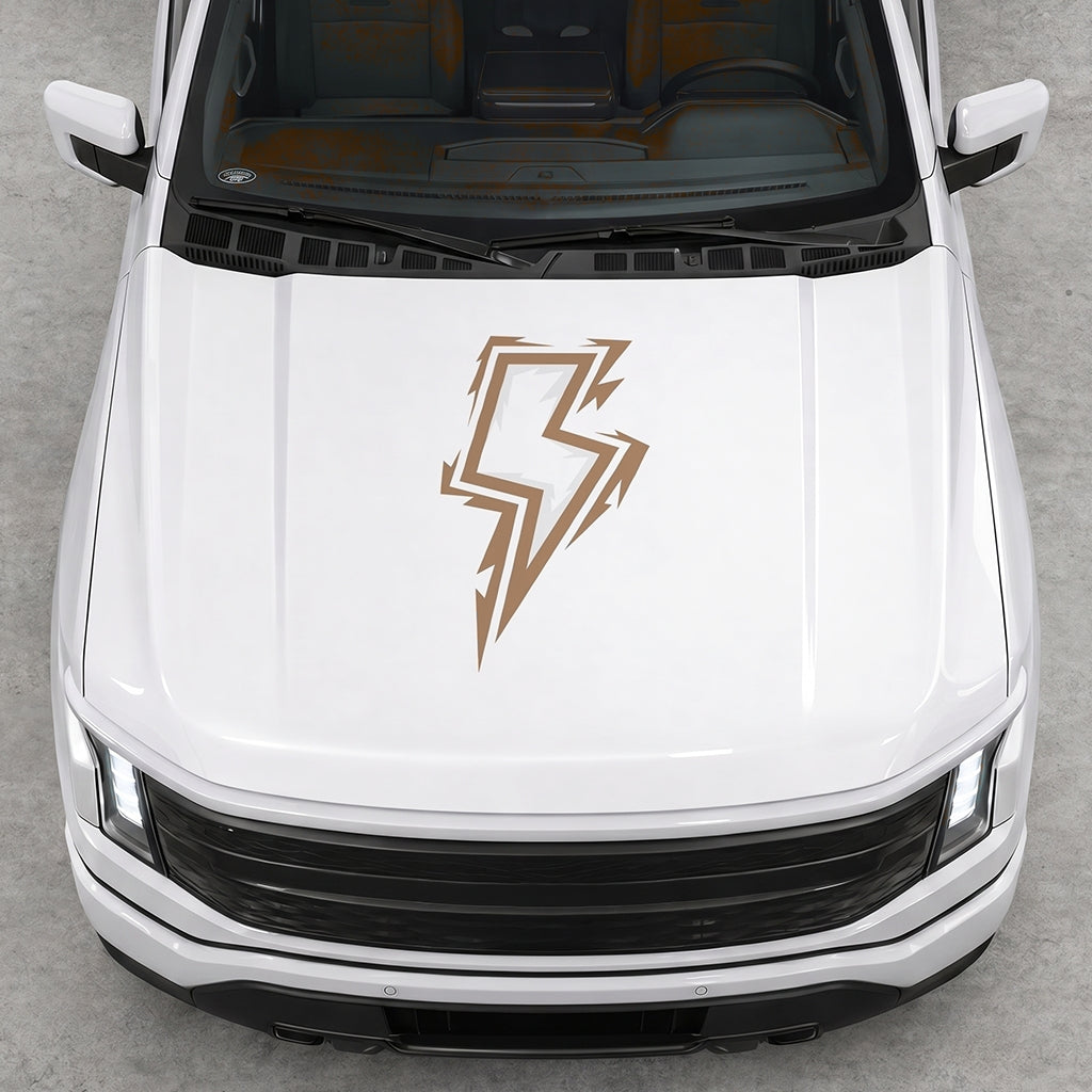 Hood Panel Decal/Sticker - Cut Bordered Electric Graphic Decal Graphic Kit - For FORD F-150 2015-2020 - Premium Vinyl