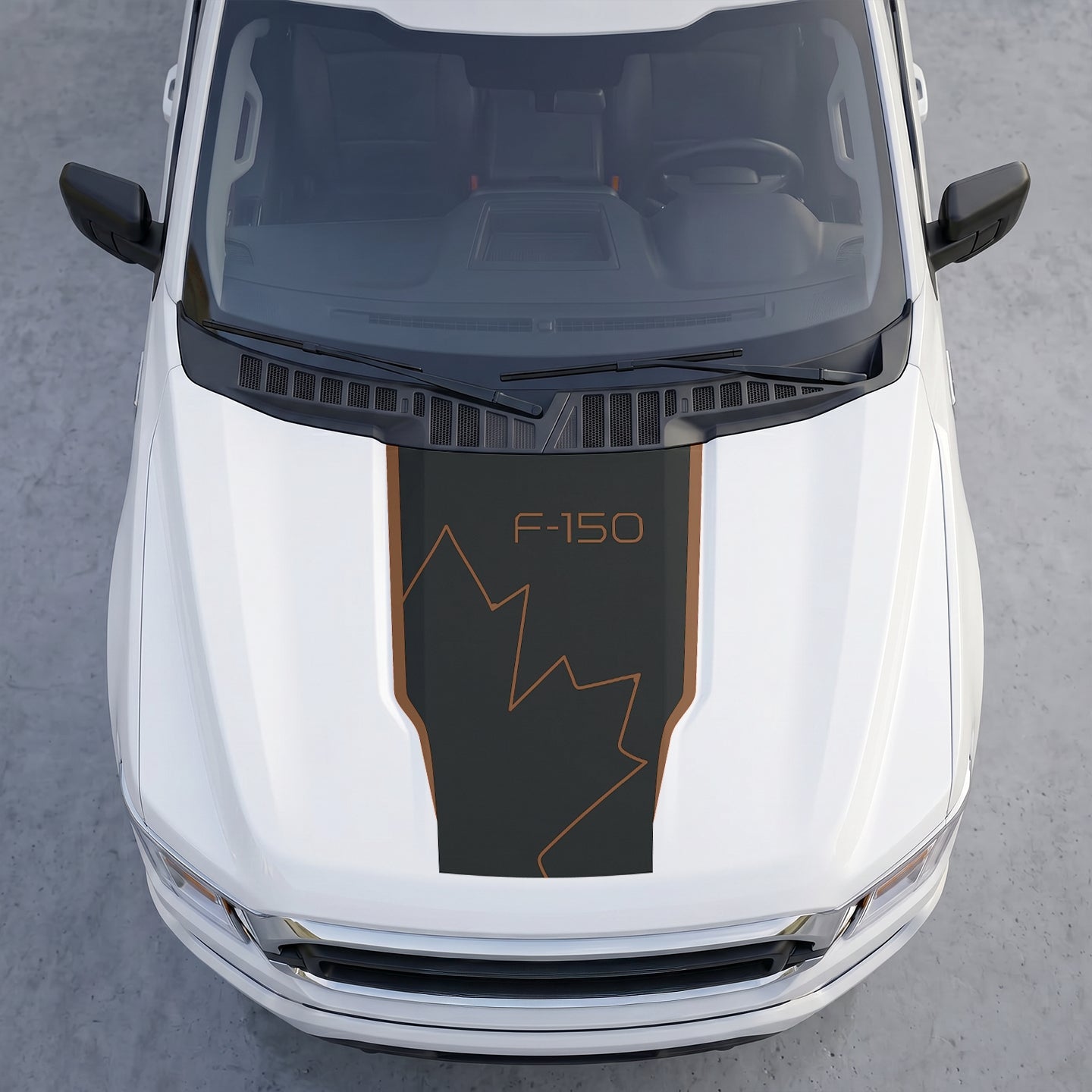 Hood Panel Decal/Sticker - Distressed Maple Leaf Hood Decal – Minimalist Line Canada Flag Graphic Graphic Kit - For Ford F-150 F150 2015-2020 - Premium Vinyl