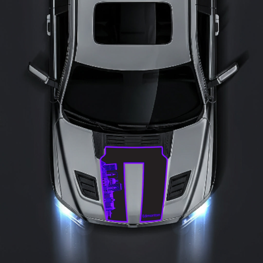 Performance Hood Panel Decal/Sticker - Edmonton Skyline - Border Graphic Kit - For Dodge RAM 1500 2019-2025 - Premium Vinyl