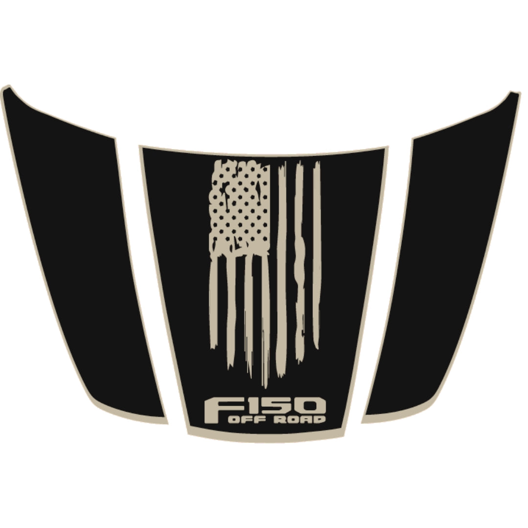 Hood Panel Decal/Sticker - USA Style 3 - Border Graphic Kit - For Ford F-150 2020-2026 - Premium Vinyl