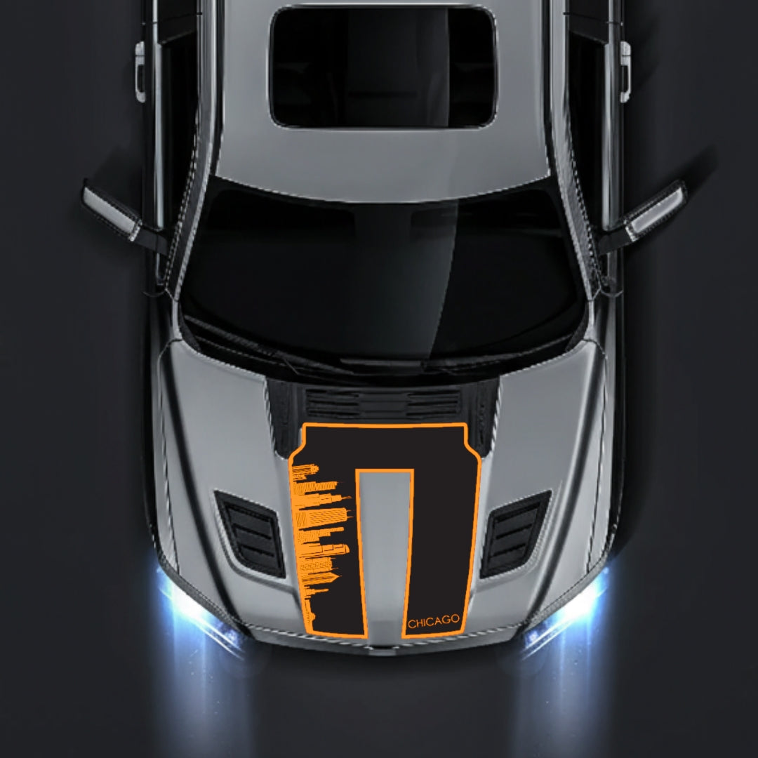 Hood Panel Decal/Sticker - Chicago Skyline - Border Graphic Kit - For Dodge RAM 1500 2019-2025 - Premium Vinyl