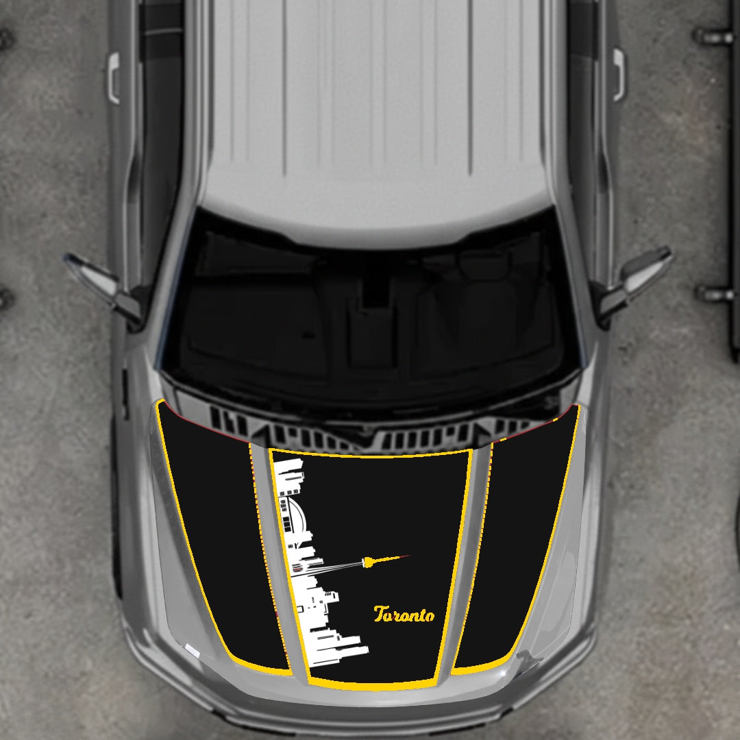 Hood Panel Decal/Sticker - Toronto Skyline - Cut - Border Graphic Kit - For Ford F-150 2020-2026 - Premium Vinyl