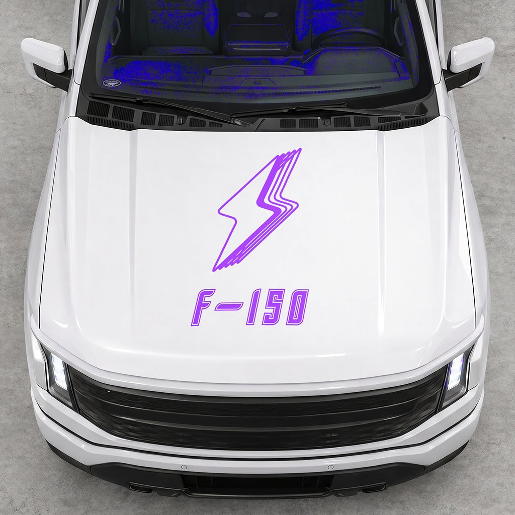 Hood Panel Decal/Sticker - Cut Bordered Electric F150 Graphic Decal Graphic Kit - For FORD F-150 2015-2020 - Premium Vinyl