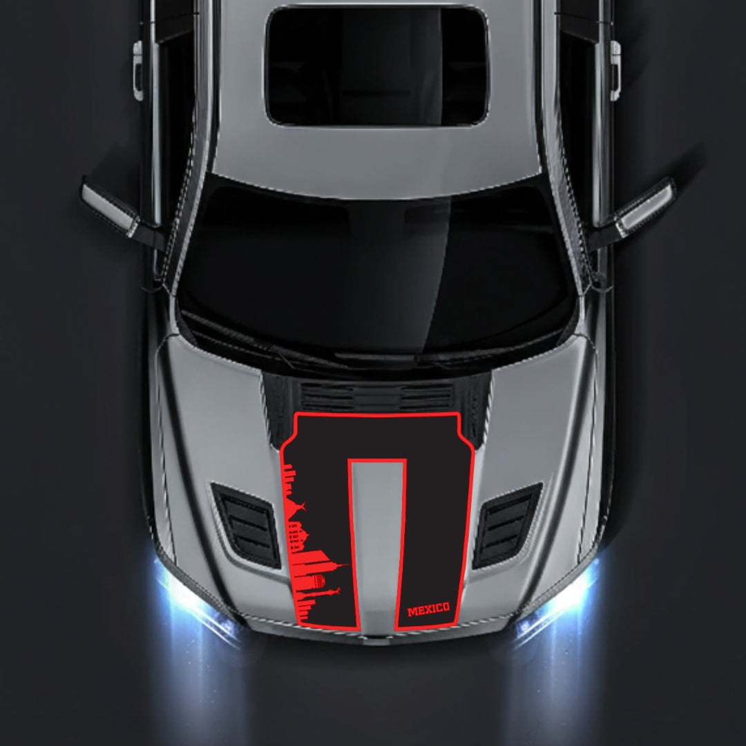 Hood Panel Decal/Sticker - Mexico Skyline - Border Graphic Kit - For Dodge RAM 1500 2019-2025 - Premium Vinyl