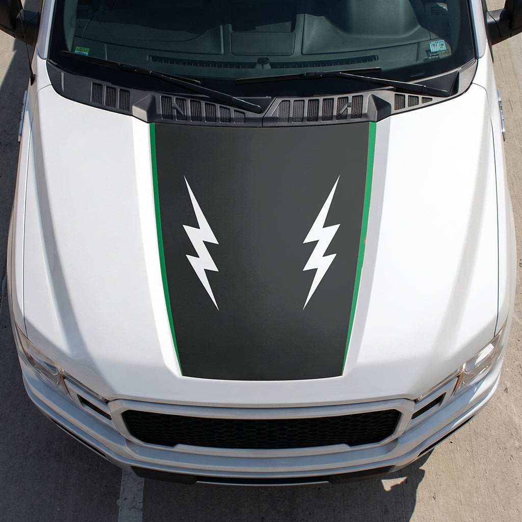 Hood Panel Decal/Sticker - Twin Electric Waves Graphic Decal Graphic Kit - For Ford F-150 2015-2020 - Premium Vinyl
