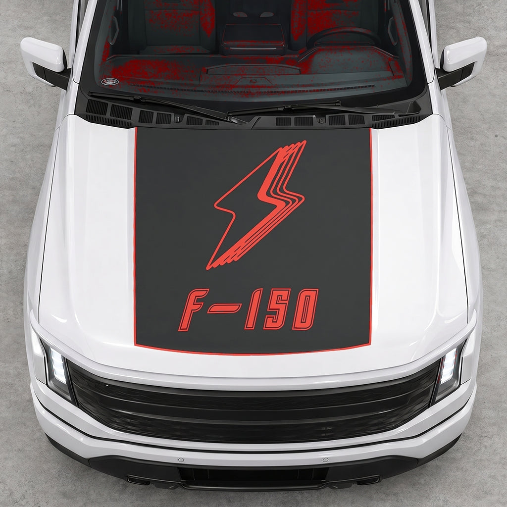 Hood Panel Decal/Sticker - Bordered Electric F150 Graphic Decal Graphic Kit - For FORD F-150 2015-2020 - Premium Vinyl