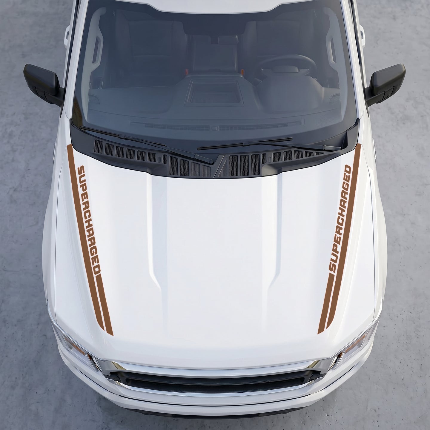 Hood Panel Decal/Sticker - Supercharged Edition  Hood Cowl Stripes – Dual Side Track Vinyl Decal Graphic Kit - For Ford F-150 F150 2015-2020 - Premium Vinyl