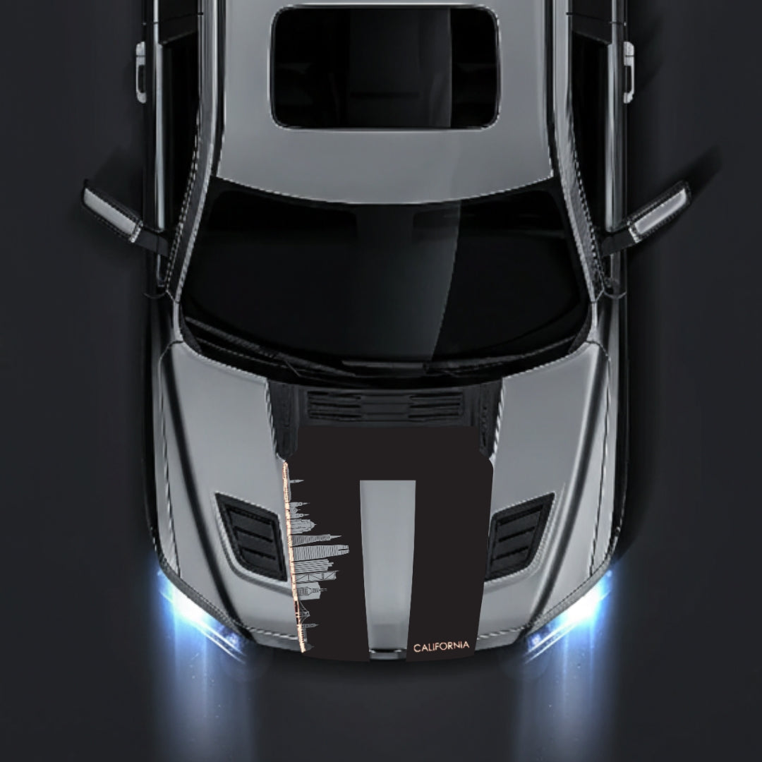 Hood Panel Decal/Sticker - California Skyline - Cut - Border Graphic Kit - For Dodge RAM 1500 2019-2025 - Premium Vinyl