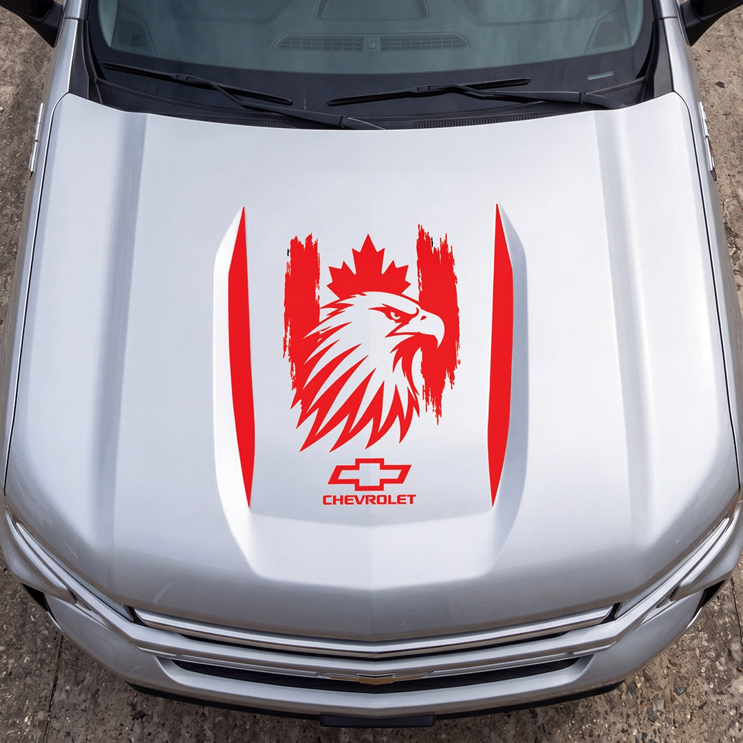 Hood Panel Decal/Sticker - Canadaian Eagle Head Graphic Decal Graphic Kit - For Chevrolet Silverado 2019-2024 - Premium Vinyl