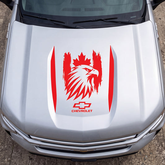 Hood Panel Decal/Sticker - Canadaian Eagle Head Graphic Decal Graphic Kit - For Chevrolet Silverado 2019-2024 - Premium Vinyl