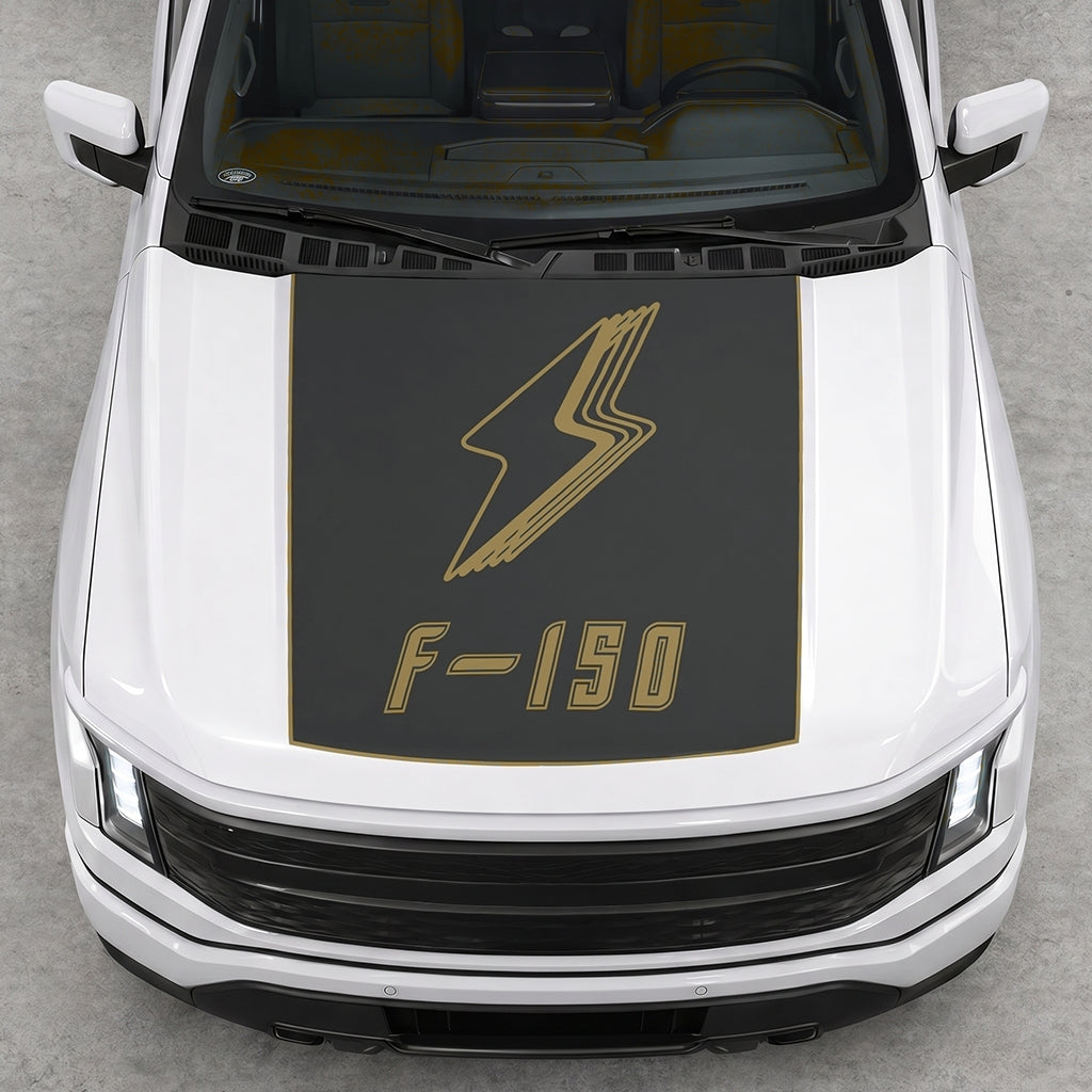 Hood Panel Decal/Sticker - Bordered Electric F150 Graphic Decal Graphic Kit - For FORD F-150 2015-2020 - Premium Vinyl