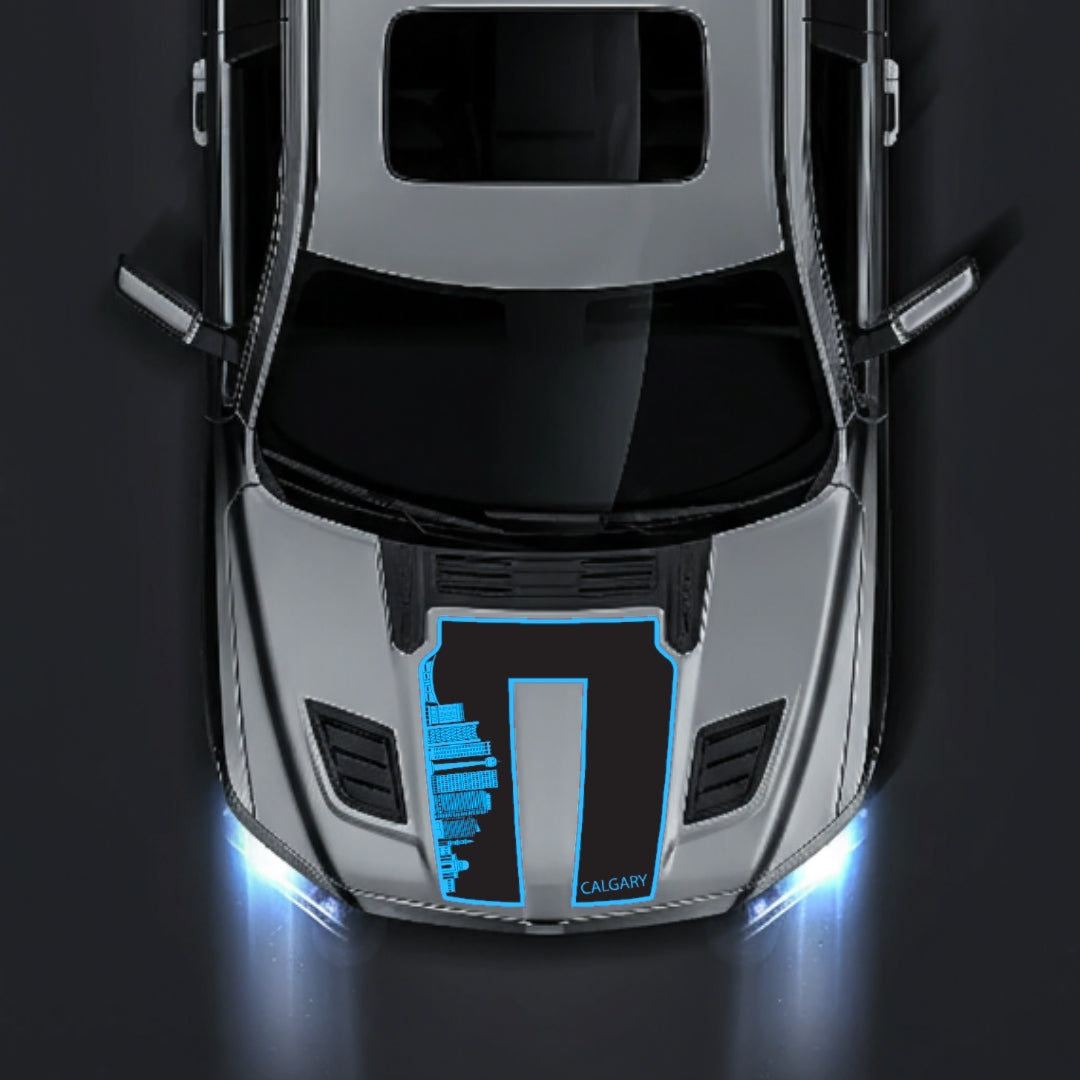 Hood Panel Decal/Sticker - Calgary Skyline - Border Graphic Kit - For Dodge RAM 1500 2019-2025 - Premium Vinyl