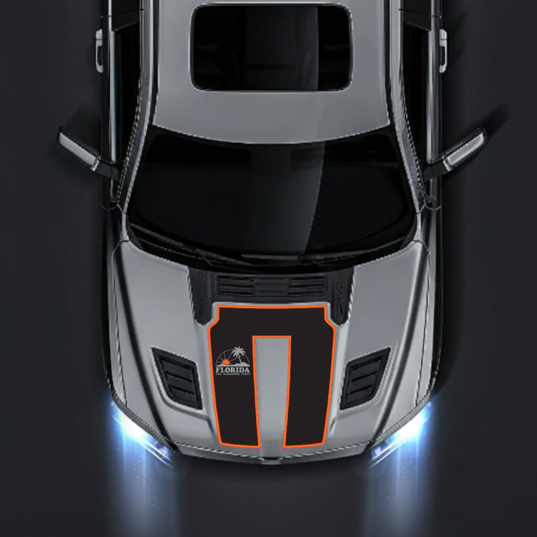 Hood Panel Decal/Sticker - Florida - Cut - Border Graphic Kit - For Dodge RAM 1500 2019-2025 - Premium Vinyl