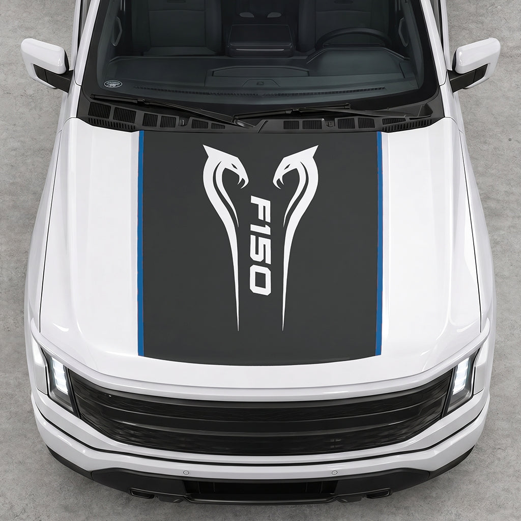 Hood Panel Decal/Sticker - Twin Cobra Graphic Decal Graphic Kit - For Ford F-150 2015-2020 - Premium Vinyl