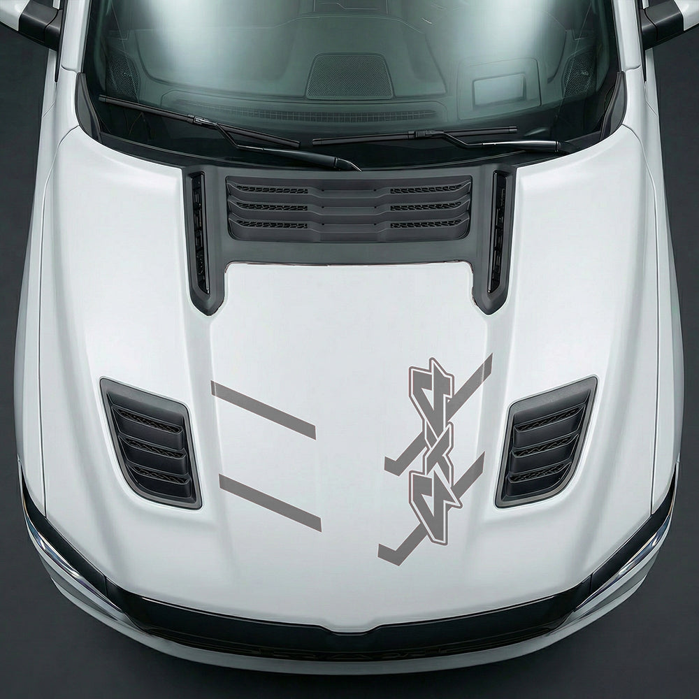 Hood Panel Decal/Sticker - Bold 4x4 Geometric Chevron - Cut Graphic Kit - For Dodge Ram 2019-2025 - Premium Vinyl