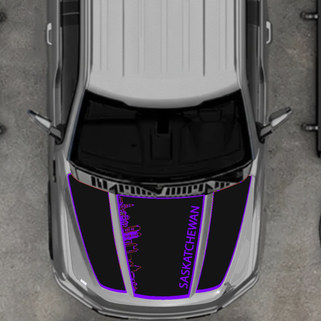Hood Panel Decal/Sticker - Saskatchewan Skyline - Border Graphic Kit - For Ford F-150 2020-2026 - Premium Vinyl