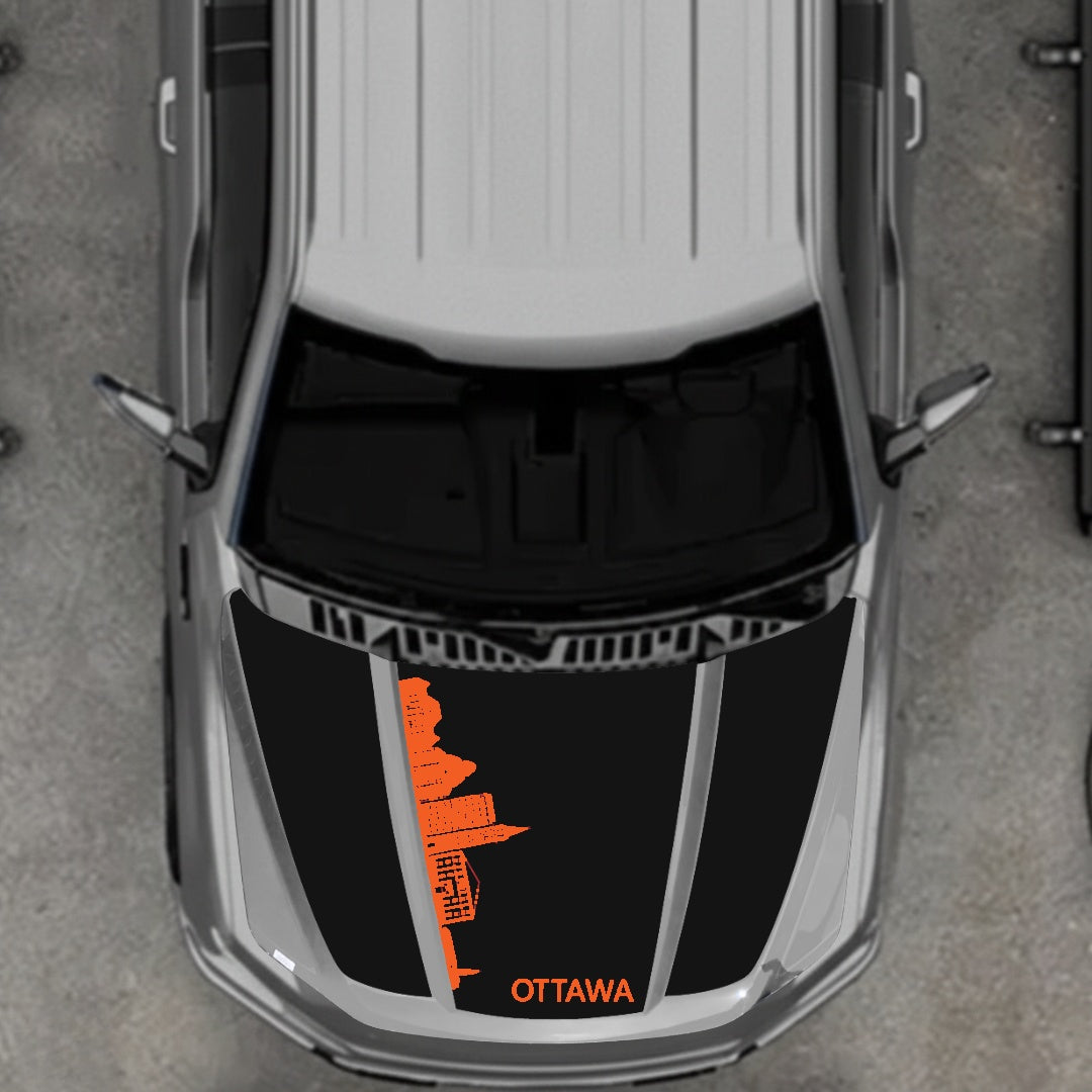 Hood Panel Decal/Sticker - Ottawa Skyline Graphic Kit - For Ford F-150 2020-2026 - Premium Vinyl