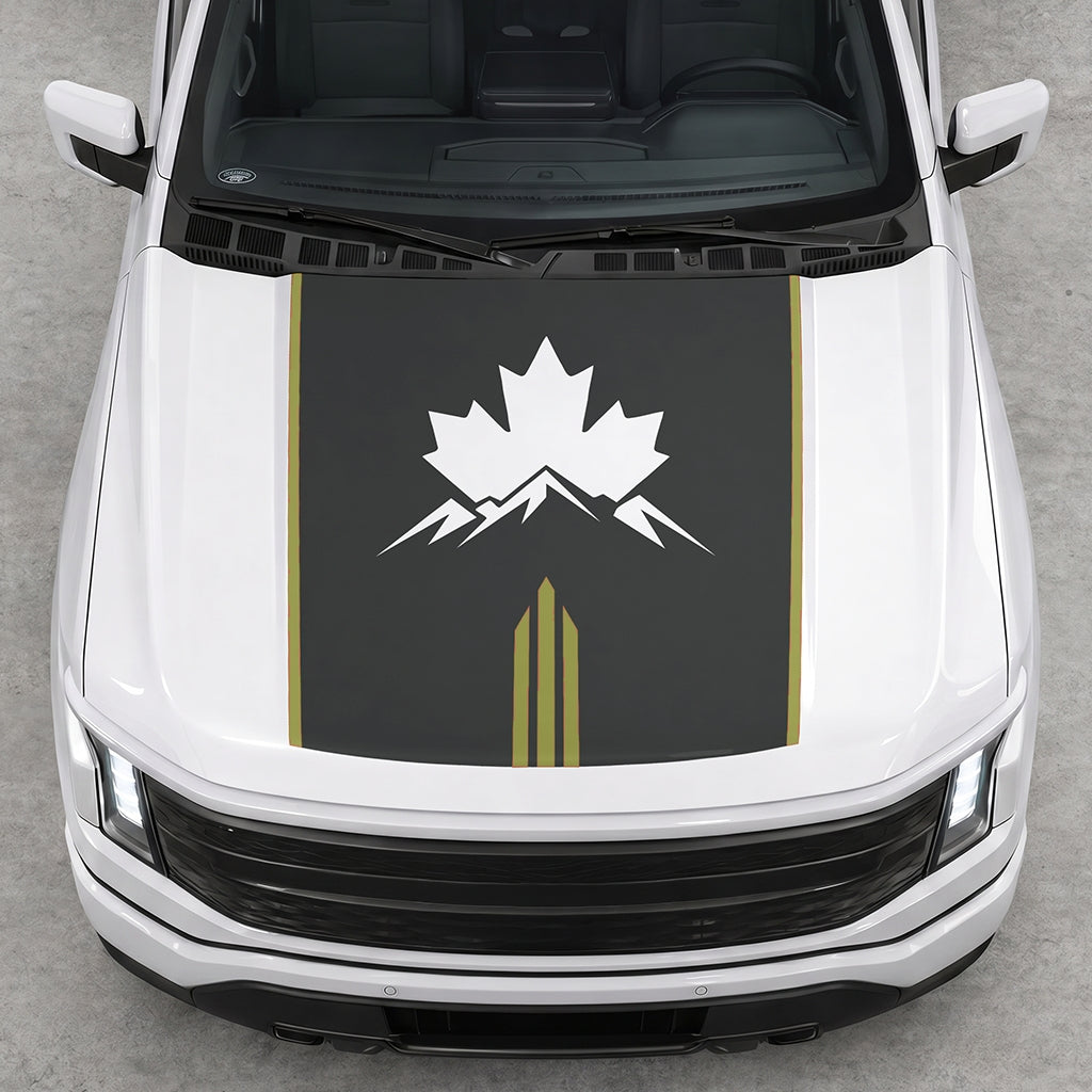 Hood Panel Decal/Sticker - Maple and Mountain Graphic Decal Graphic Kit - For Ford F-150 2015-2020 - Premium Vinyl