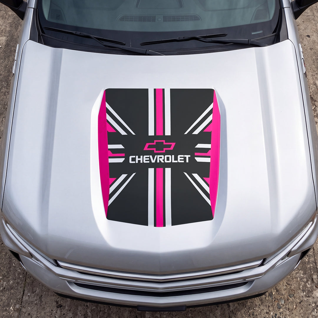 Hood Panel Decal/Sticker - United Kingdom Flag Graphic Decal Graphic Kit - For Chevrolet Silverado 2019-2024 - Premium Vinyl