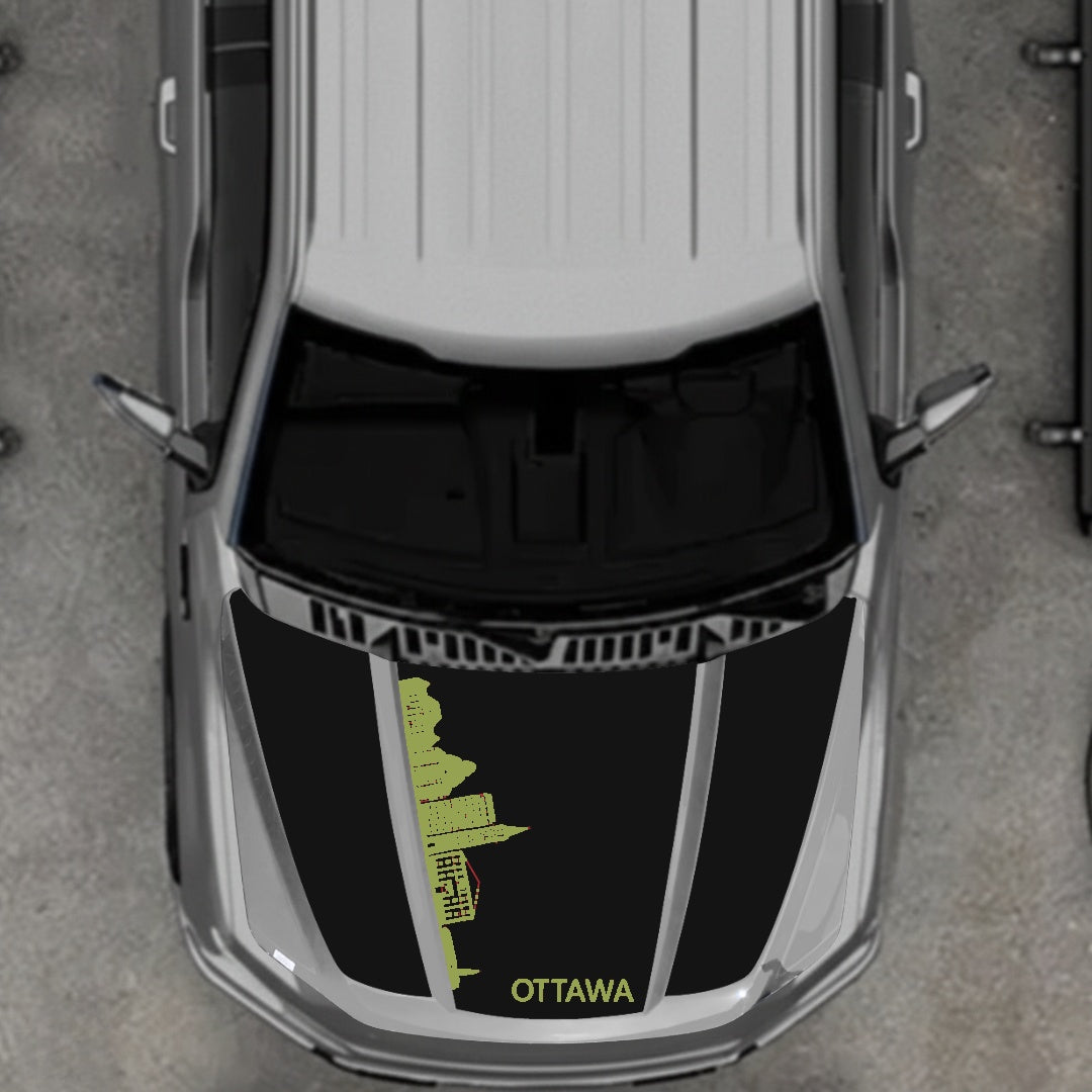 Hood Panel Decal/Sticker - Ottawa Skyline Graphic Kit - For Ford F-150 2020-2026 - Premium Vinyl