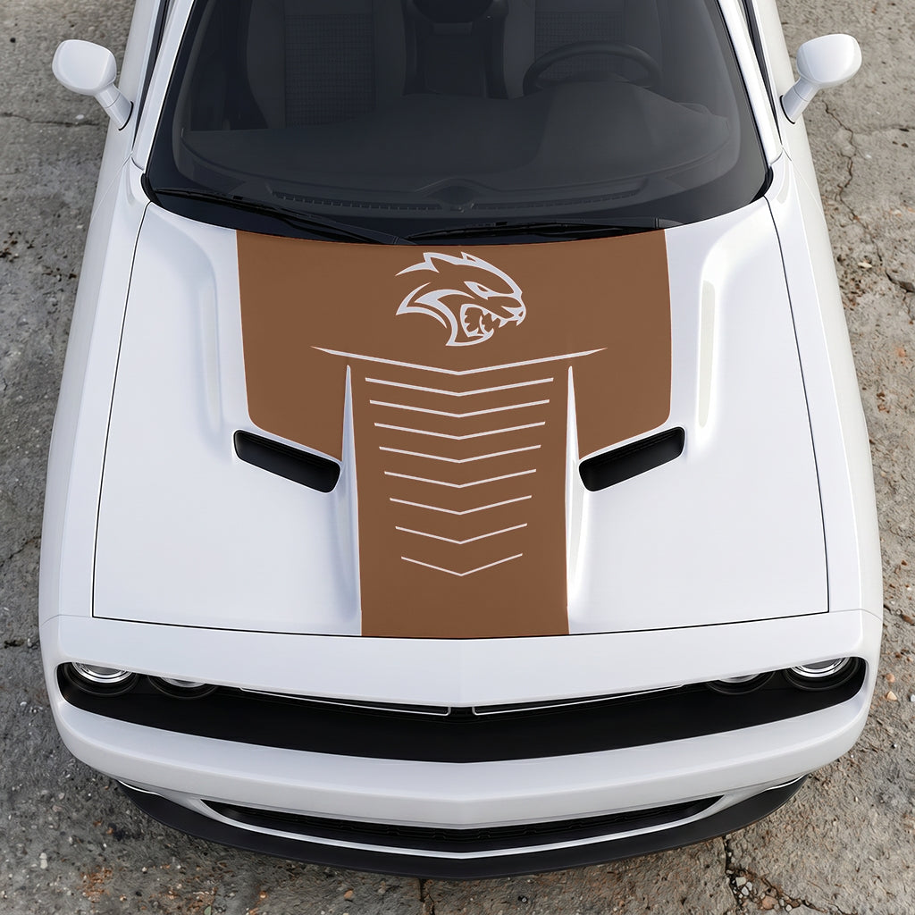 Hood Panel Decal/Sticker - Hellcat Apex Grille-Fade - Stealth Ribbed Aero Graphic Kit - For Dodge Challenger 2015-2024 - Premium Vinyl