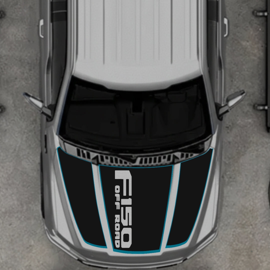 Hood Panel Decal/Sticker - Style 2 - Cut - Border Graphic Kit - For Ford F-150 2020-2026 - Premium Vinyl