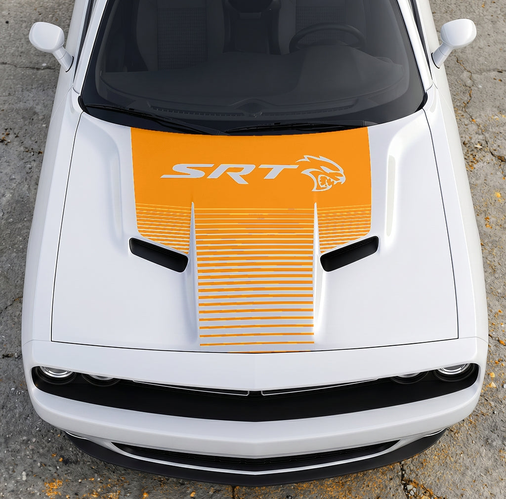 Hood Panel Decal/Sticker - Dodge Challenger SRT Hellcat Edition - Speed Fade Gradient Graphic Kit - For Dodge Challenger 2015-2024 - Premium Vinyl