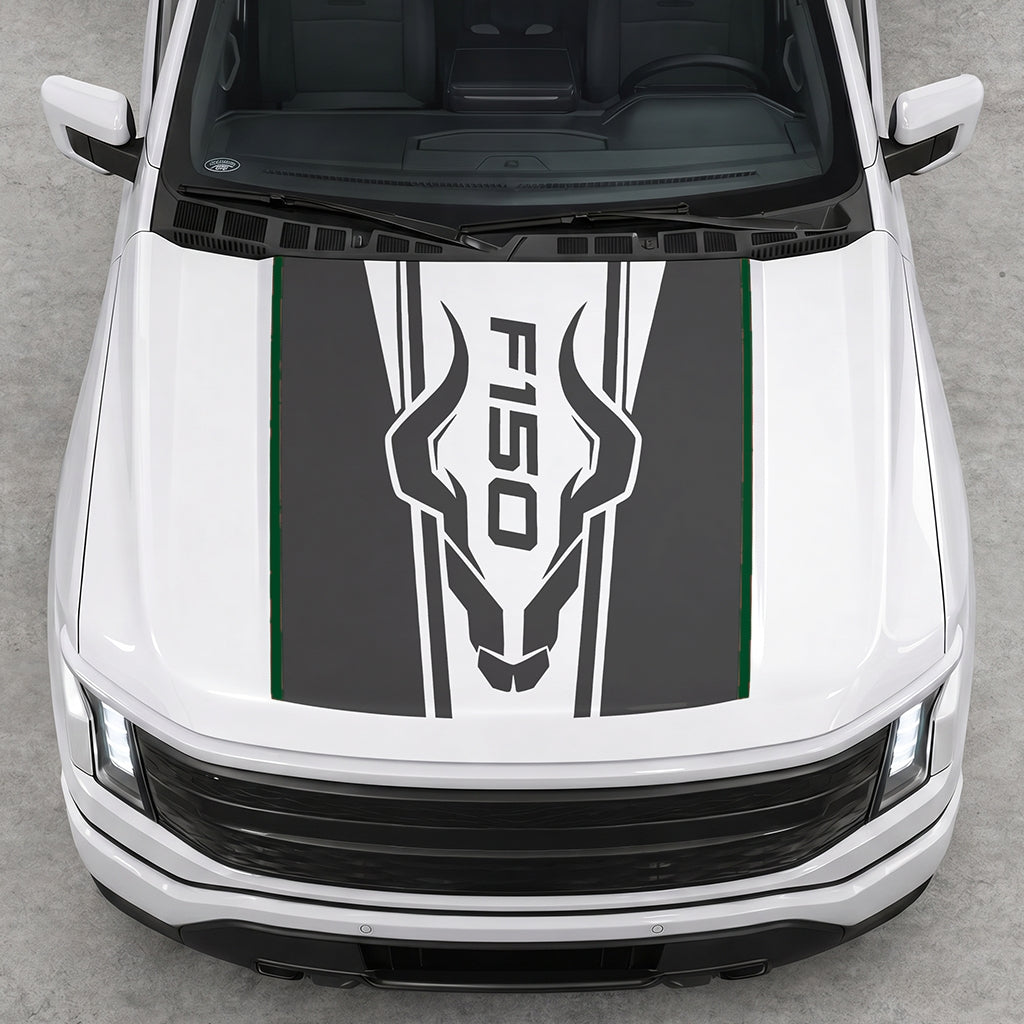 Hood Panel Decal/Sticker - Ram Horns Graphic Decal Graphic Kit - For Ford F-150 2015-2020 - Premium Vinyl