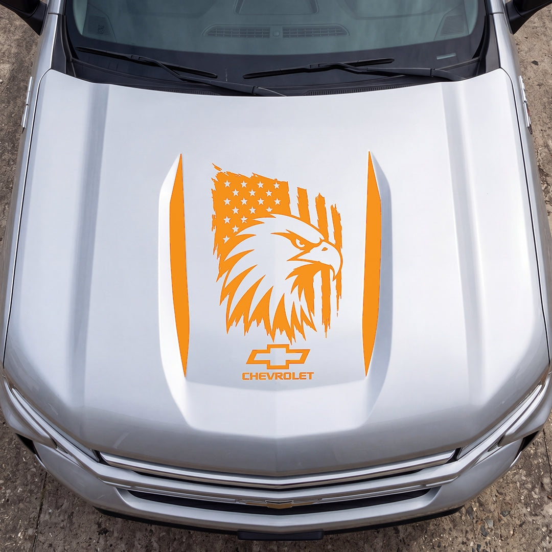 Hood Panel Decal/Sticker - American Eagle Head Graphic Decal Graphic Kit - For Chevrolet Silverado 2019-2024 - Premium Vinyl