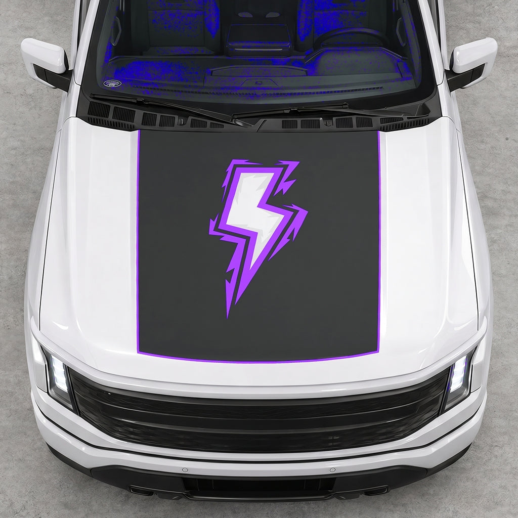 Hood Panel Decal/Sticker - Bordered Electric Graphic Decal Graphic Kit - For FORD F-150 2015-2020 - Premium Vinyl