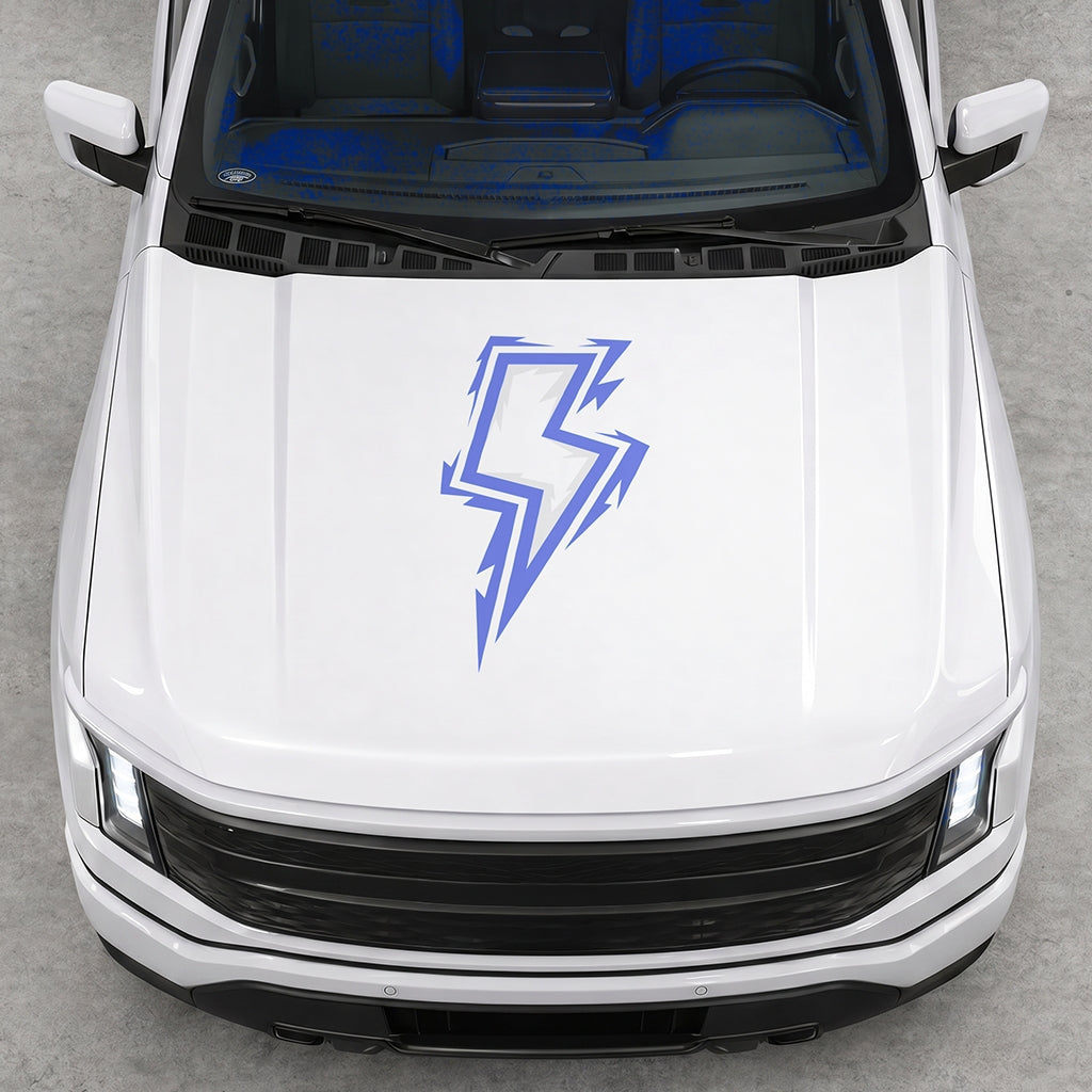 Hood Panel Decal/Sticker - Cut Bordered Electric Graphic Decal Graphic Kit - For FORD F-150 2015-2020 - Premium Vinyl
