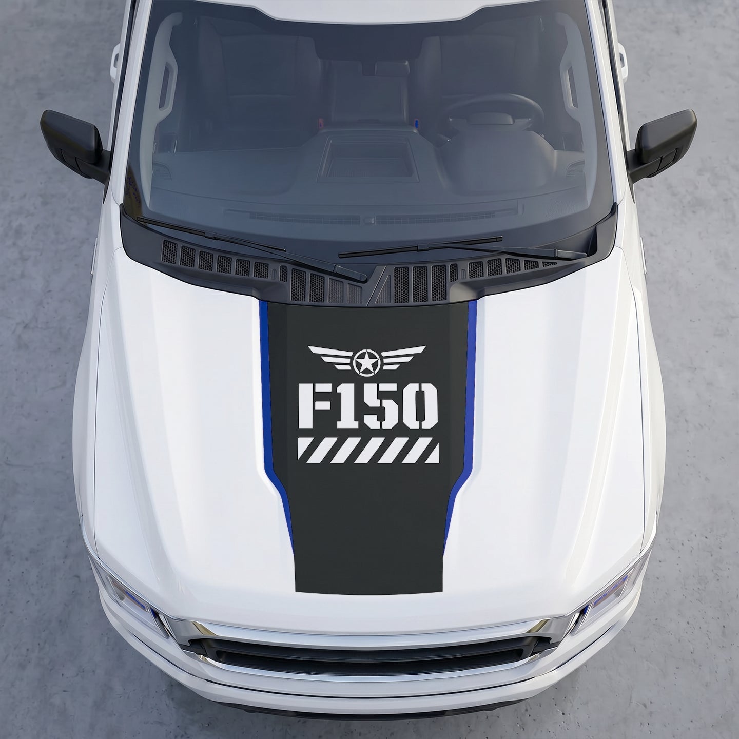 Hood Panel Decal/Sticker - Military Shield Hood Decal – Star Wings Emblem Vinyl Wrap Graphic Kit - For Ford F-150 F150 2015-2020 - Premium Vinyl