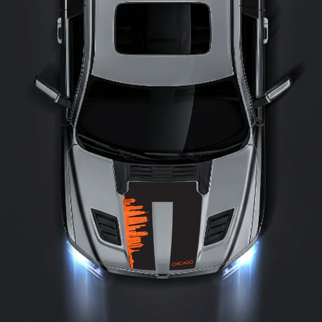 Hood Panel Decal/Sticker - Chicago Skyline Graphic Kit - For Dodge RAM 1500 2019-2025 - Premium Vinyl