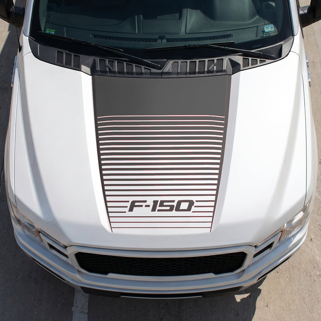Hood Panel Decal/Sticker - Waves Graphic Decal Graphic Kit - For Ford F-150 2015-2020 - Premium Vinyl