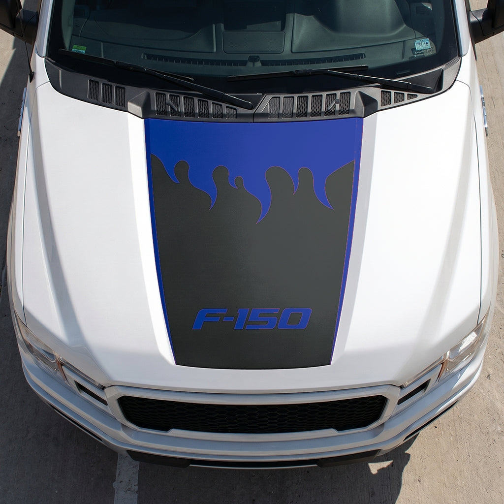 Hood Panel Decal/Sticker - Burning Flames Graphic Decal Graphic Kit - For Ford F-150 2015-2020 - Premium Vinyl
