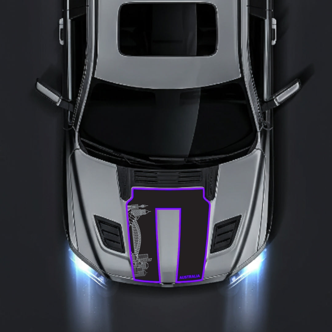 Performance Hood Panel Decal/Sticker - Australia Skyline - Cut - Border Graphic Kit - For Dodge RAM 1500 2019-2025 - Premium Vinyl