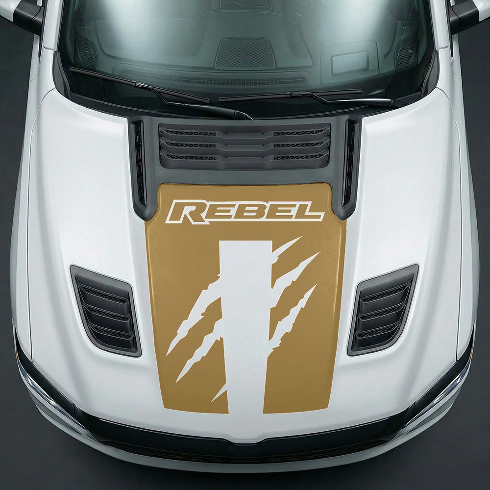 Hood Panel Decal/Sticker - Fierce REBEL Monster Slash Graphic Kit - For Dodge Ram 2019-2025 - Premium Vinyl