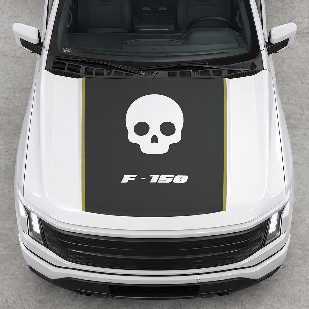 Hood Panel Decal/Sticker - Skull Graphic Decal Graphic Kit - For Ford F-150 2015-2020 - Premium Vinyl