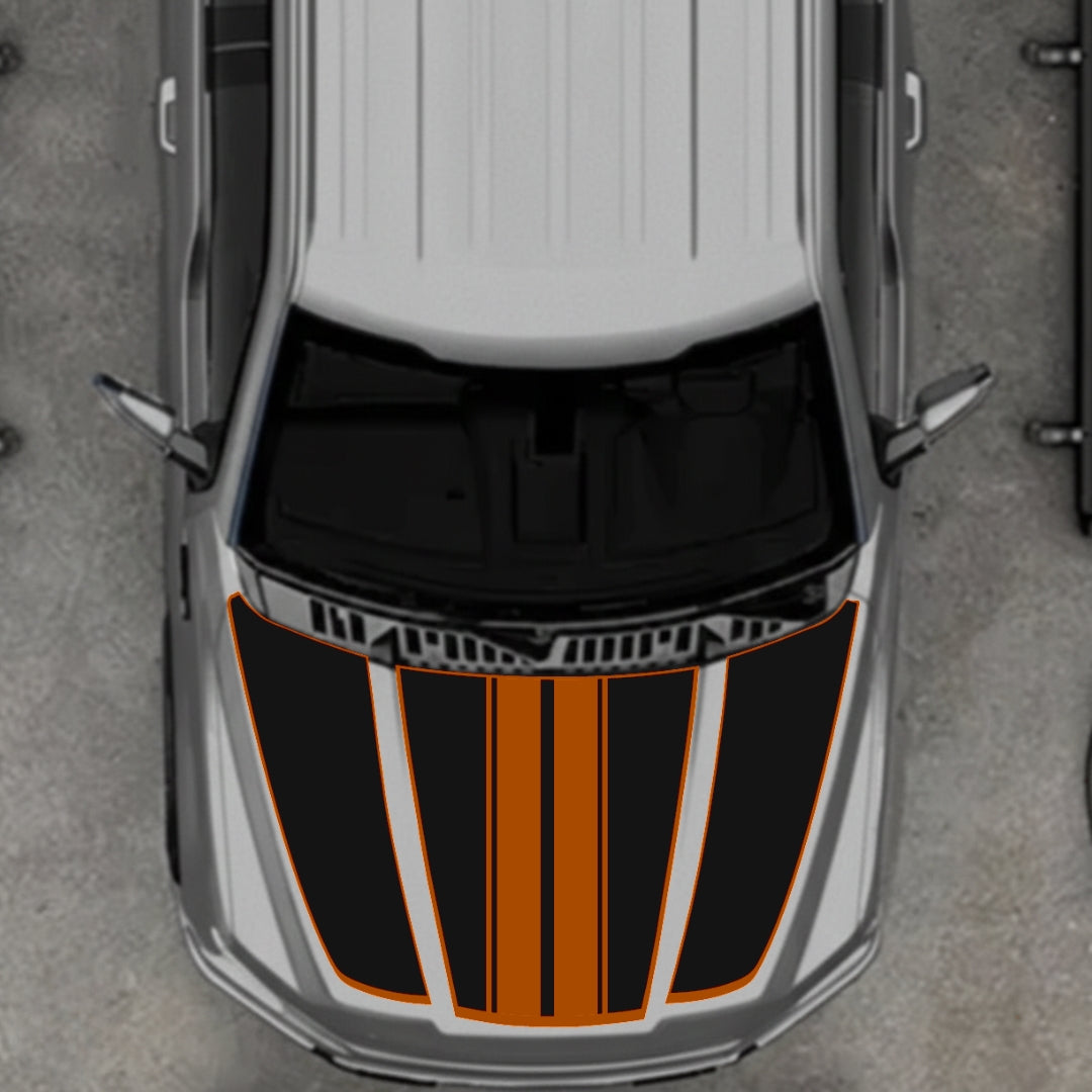 Hood Panel Decal/Sticker - Bars Style - Border Graphic Kit - For Ford F-150 2020-2026 - Premium Vinyl