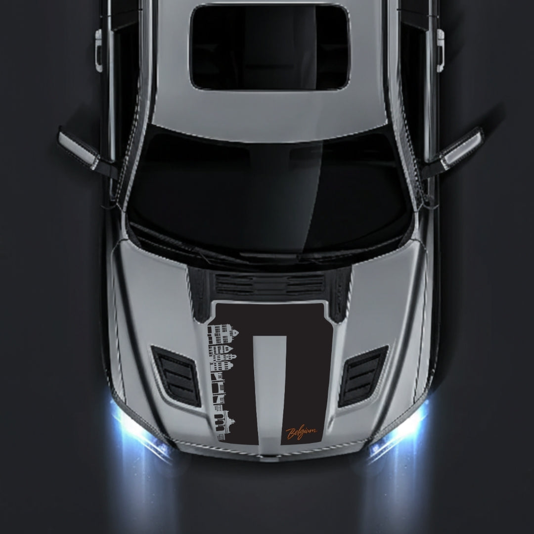 Performance Hood Panel Decal/Sticker - Belgium Skyline - Cut Graphic Kit - For Dodge RAM 1500 2019-2025 - Premium Vinyl