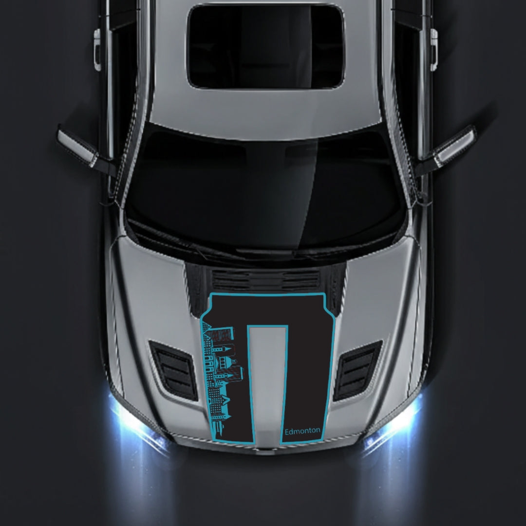 Hood Panel Decal/Sticker - Edmonton Skyline - Border Graphic Kit - For Dodge RAM 1500 2019-2025 - Premium Vinyl