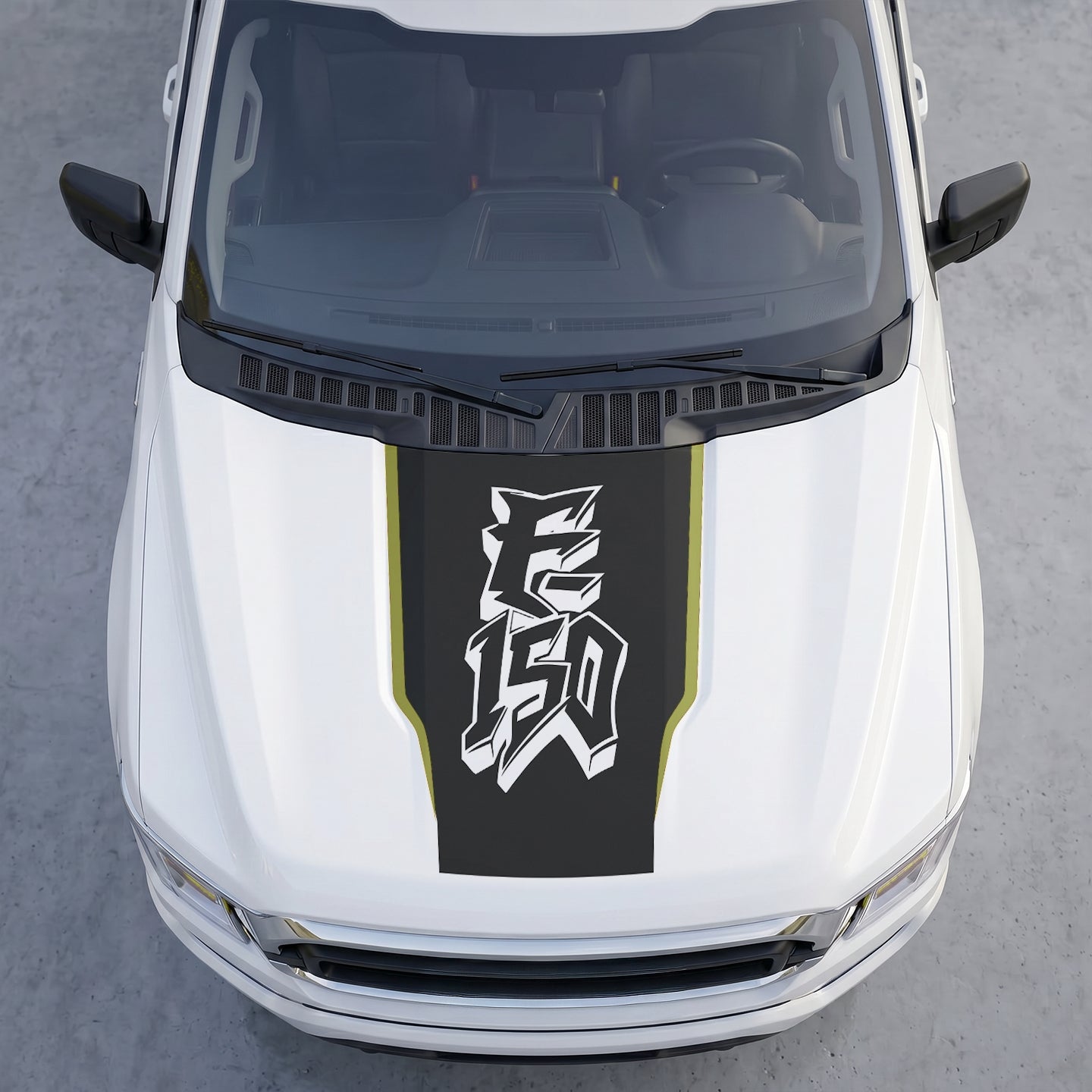 Hood Panel Decal/Sticker - Street Style Graffiti Hood Decal – Matte Black Wrap with 3D Urban Font Graphic Kit - For Ford F-150 F150 2015-2020 - Premium Vinyl