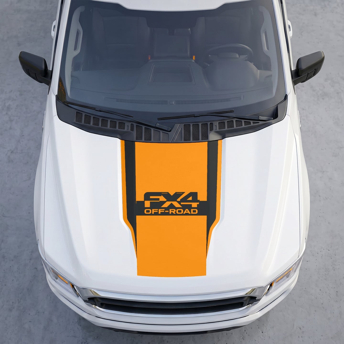 Hood Panel Decal/Sticker - FX4 Off-Road Edition Full Hood Decal Wrap – Bold  Center Accent Shield with Matte Black Track Stripes Graphic Kit - For Ford F-150 F150 2015-2020 - Premium Vinyl