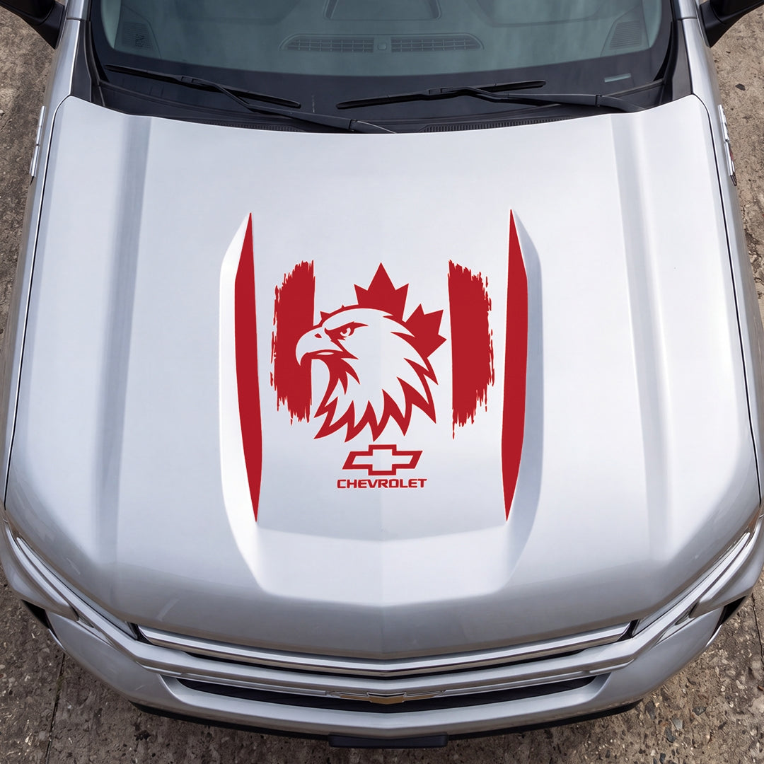 Hood Panel Decal/Sticker - Canadaian Eagle Graphic Decal Graphic Kit - For Chevrolet Silverado 2019-2024 - Premium Vinyl