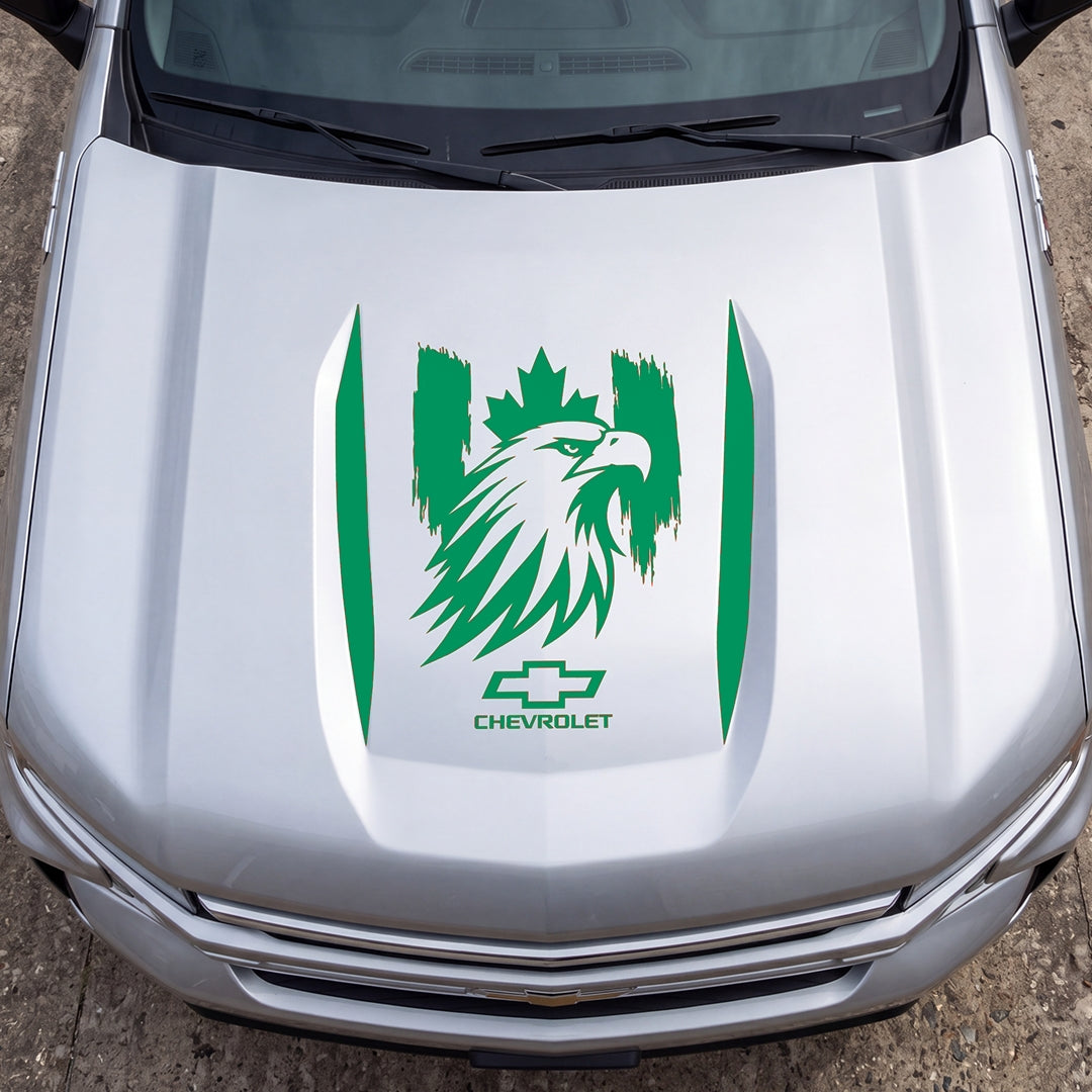 Hood Panel Decal/Sticker - Proud Canadaian Eagle Head Graphic Decal Graphic Kit - For Chevrolet Silverado 2019-2024 - Premium Vinyl