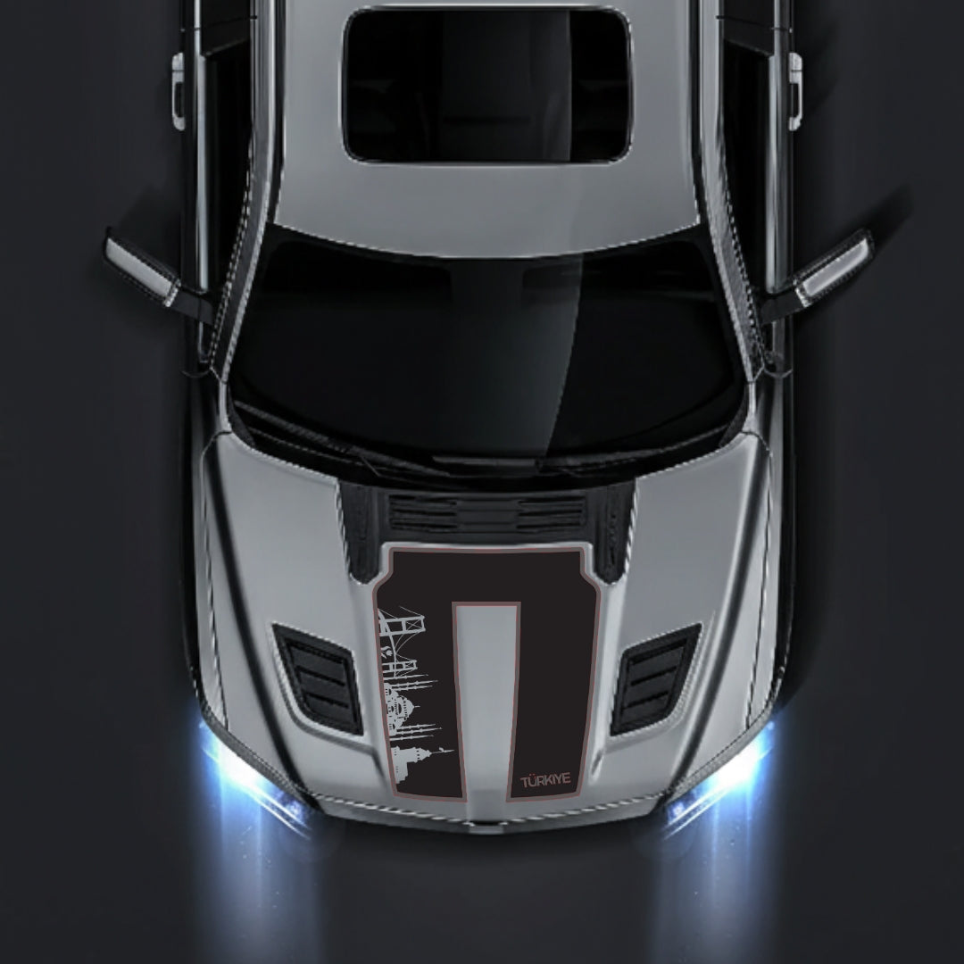 Hood Panel Decal/Sticker - Turkey Skyline - Cut - Border Graphic Kit - For Dodge RAM 1500 2019-2025 - Premium Vinyl