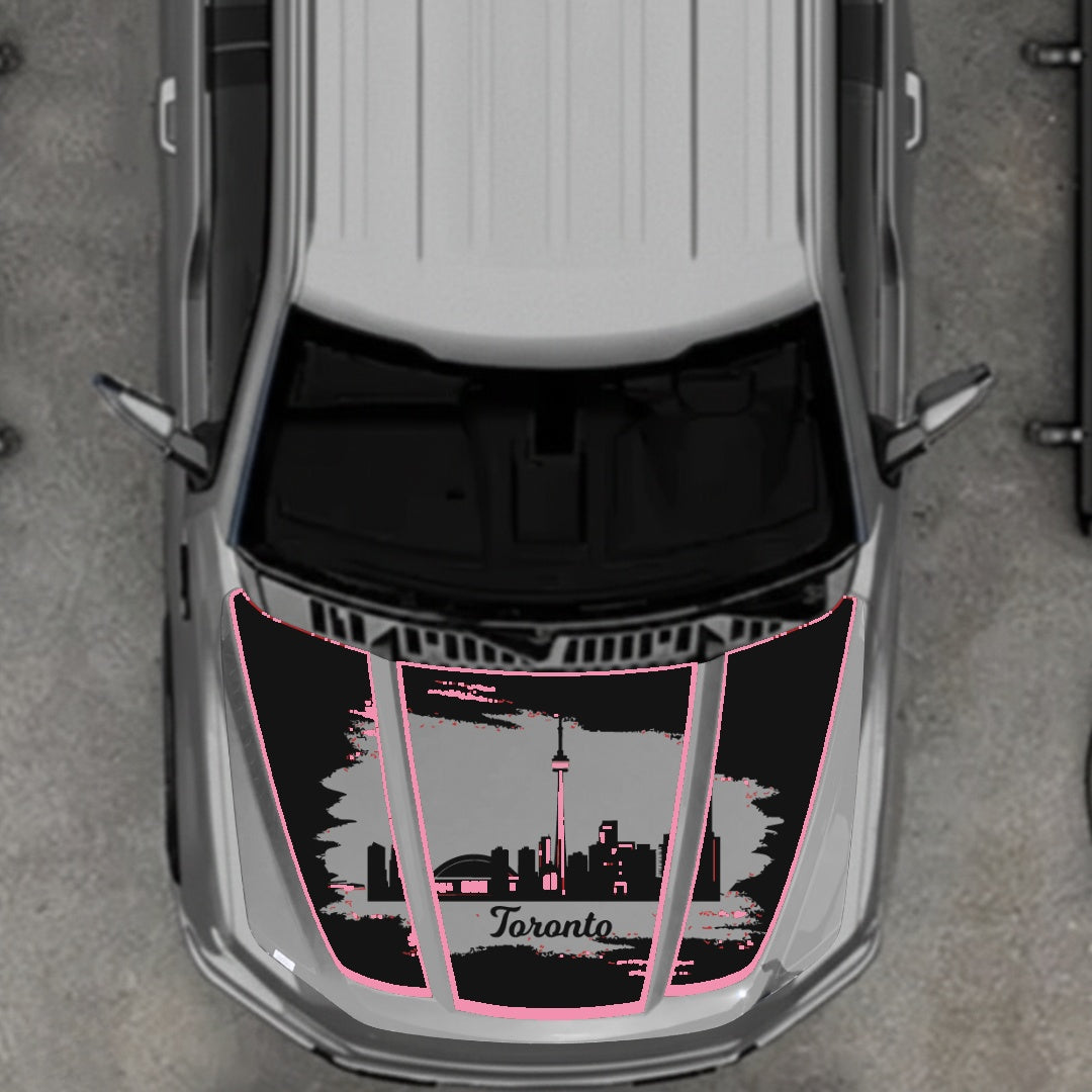 Hood Panel Decal/Sticker - Toronto - Cut - Border Graphic Kit - For Ford F-150 2020-2026 - Premium Vinyl