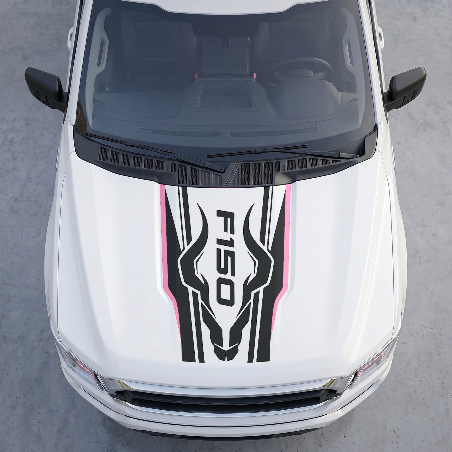 Hood Panel Decal/Sticker - Ram Horns Aggressive Hood Decal – Tribal Longhorn Graphic Vinyl Sticker Graphic Kit - For Ford F-150 F150 2015-2020 - Premium Vinyl